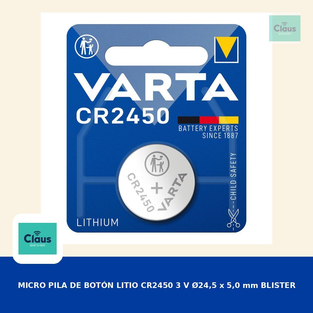 MICRO PILA DE BOTÓN LITIO CR2450 3 V Ø24,5 x 5,0 mm BLISTER