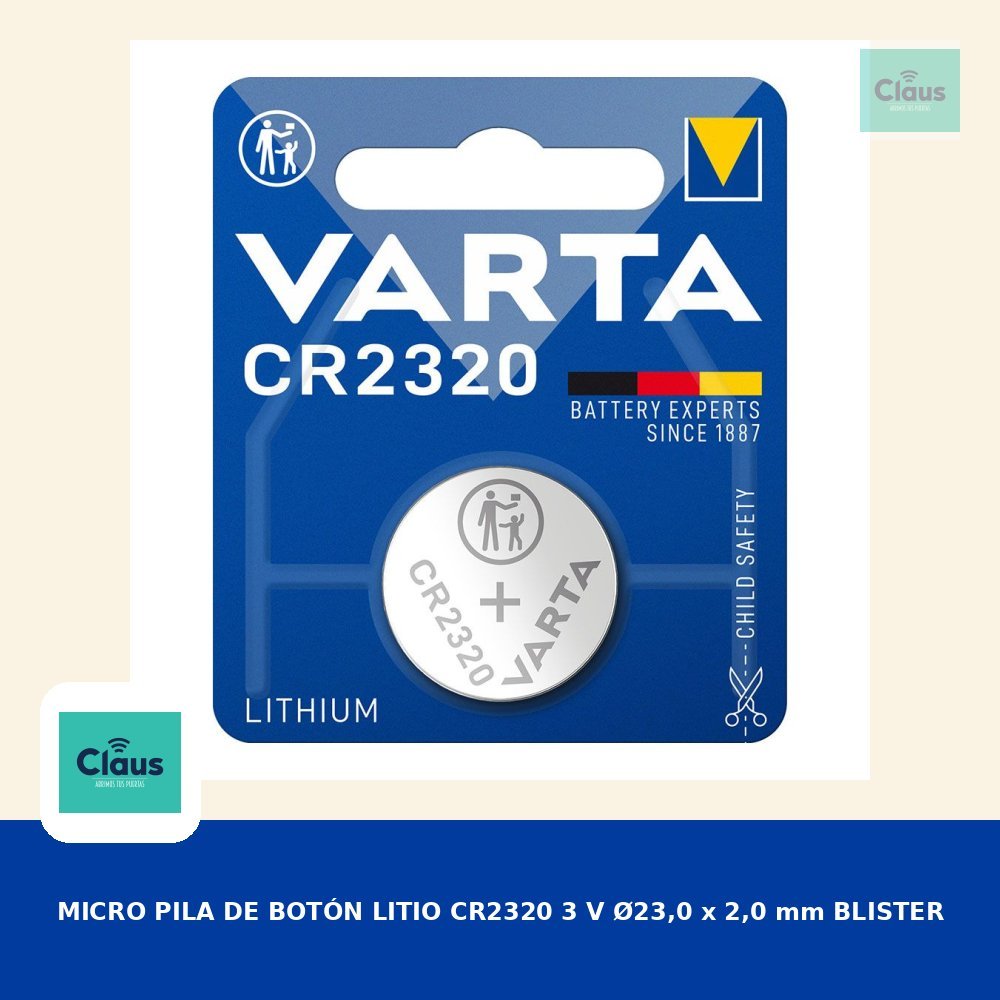 MICRO PILA DE BOTÓN LITIO CR2320 3 V Ø23,0 x 2,0 mm BLISTER