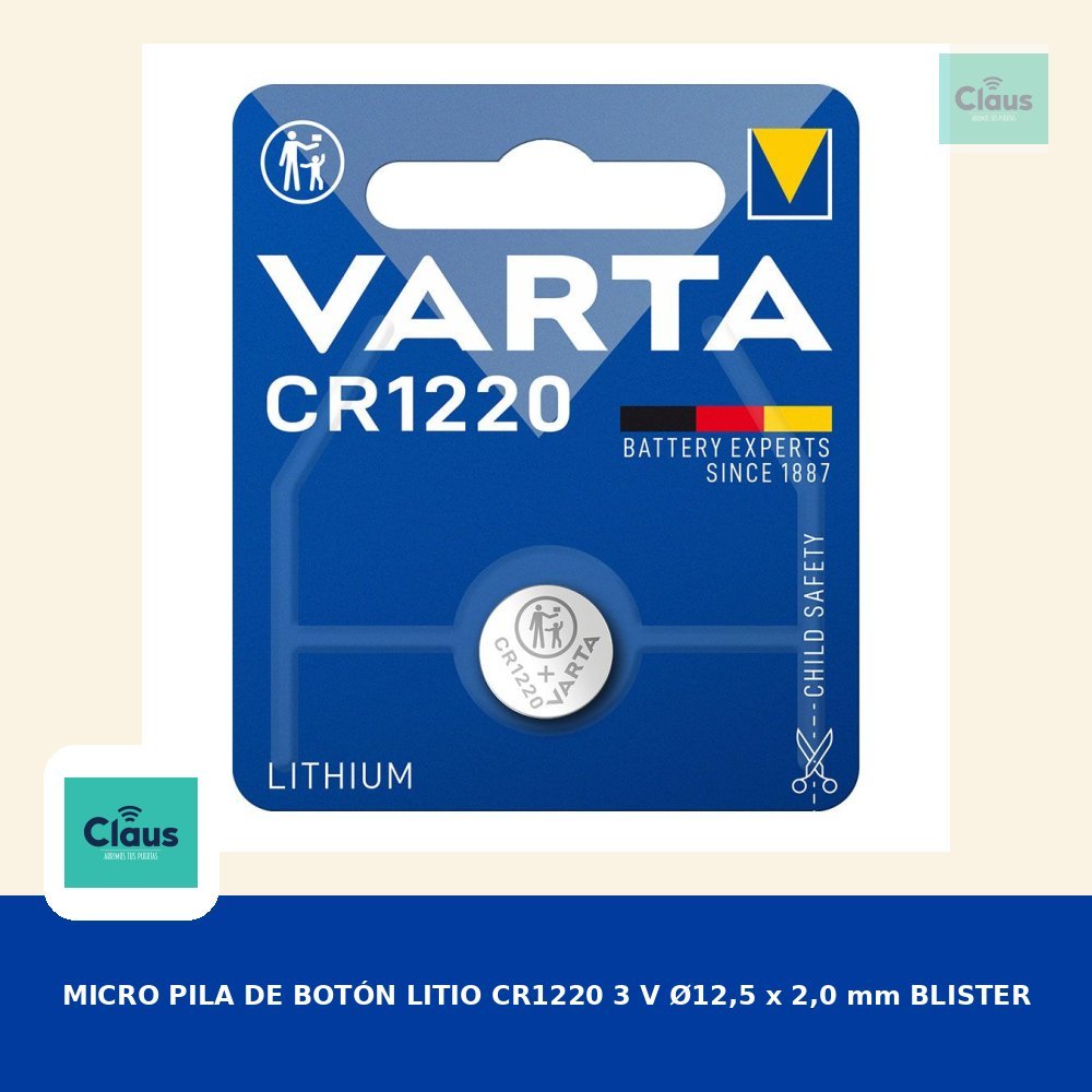 MICRO PILA DE BOTÓN LITIO CR1220 3 V Ø12,5 x 2,0 mm BLISTER