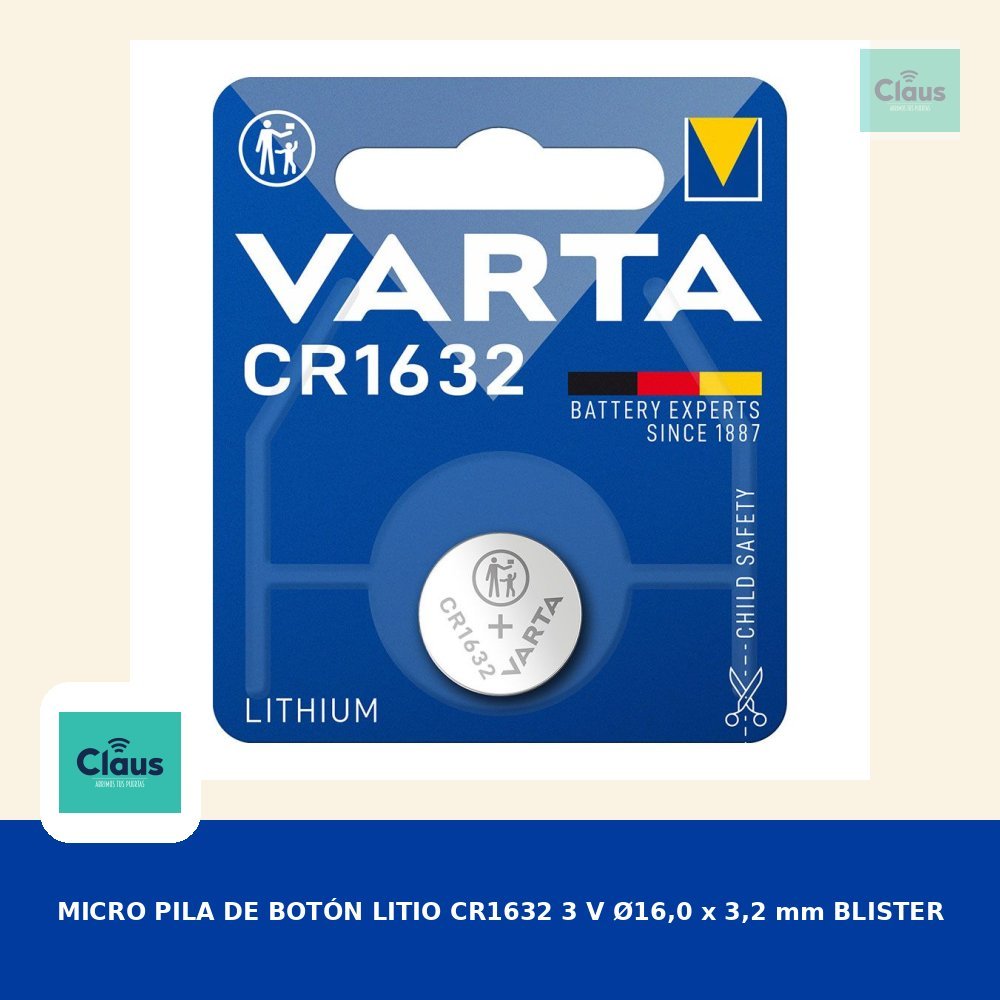 MICRO PILA DE BOTÓN LITIO CR1632 3 V Ø16,0 x 3,2 mm BLISTER