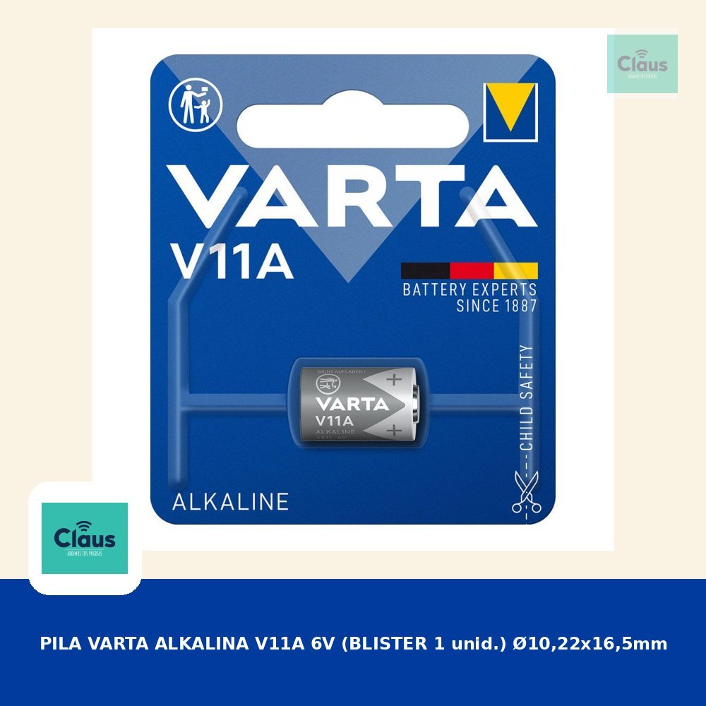 PILA VARTA ALKALINA V11A 6V (BLISTER 1 unid.) Ø10,22x16,5mm