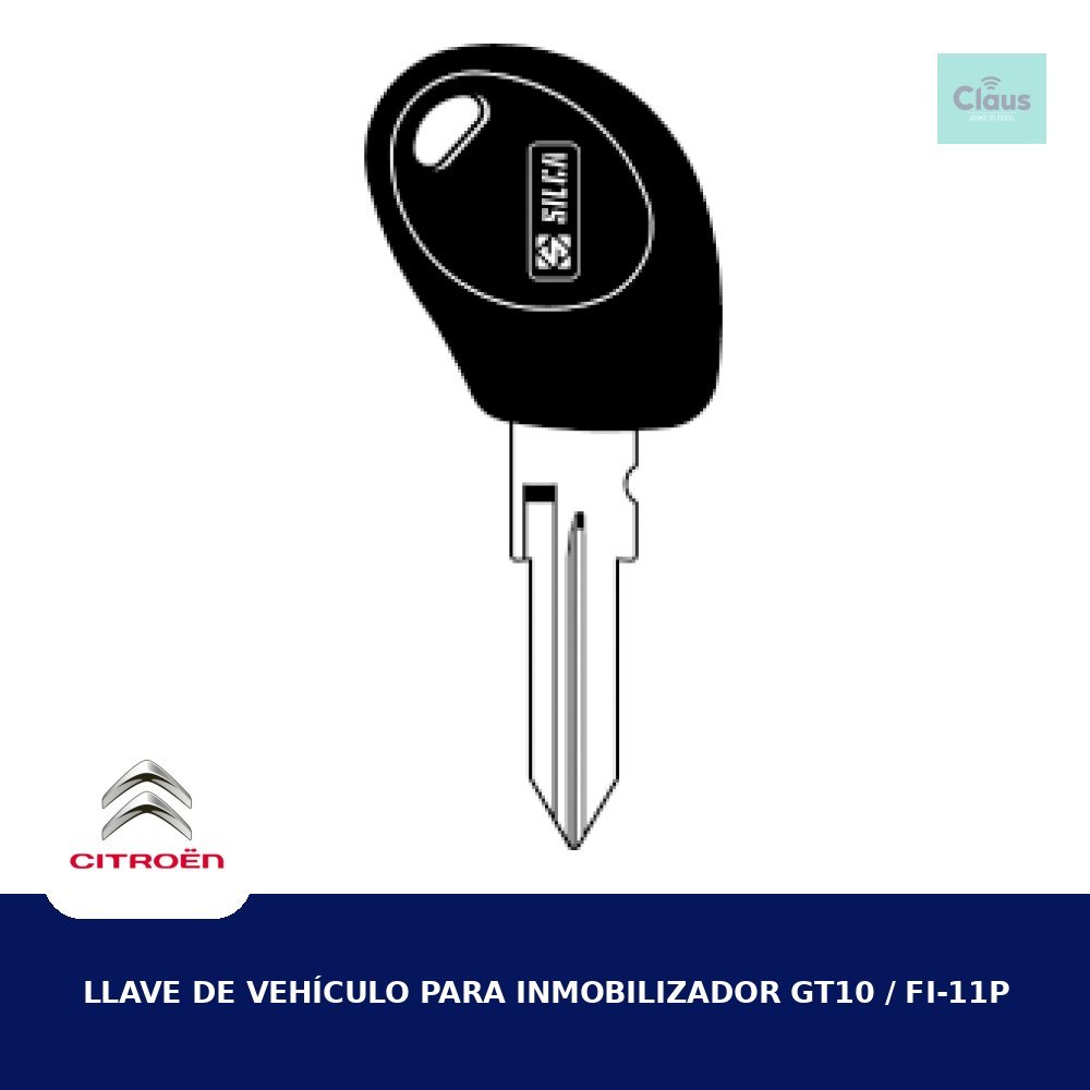 Llave de Vehículo para Inmobilizador GT10 / FI-11P