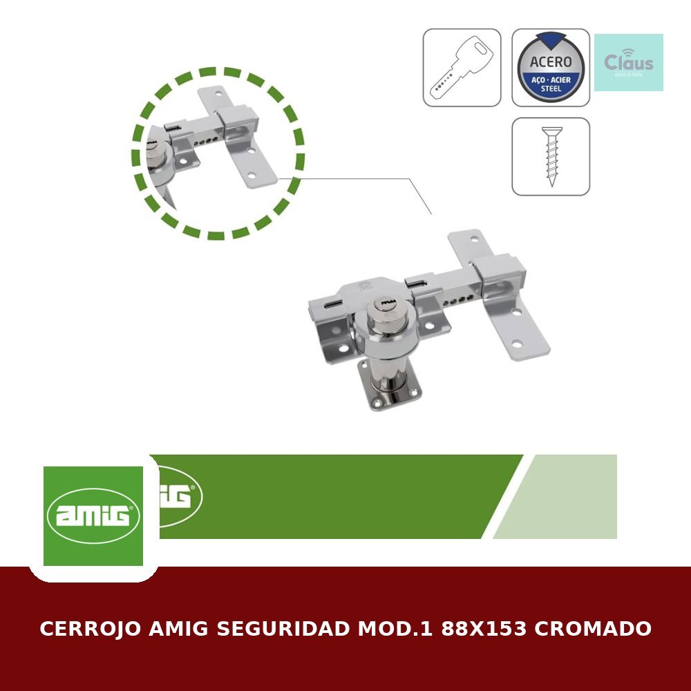 Cerrojo Amig Seguridad MOD.1 88X153 Cromado