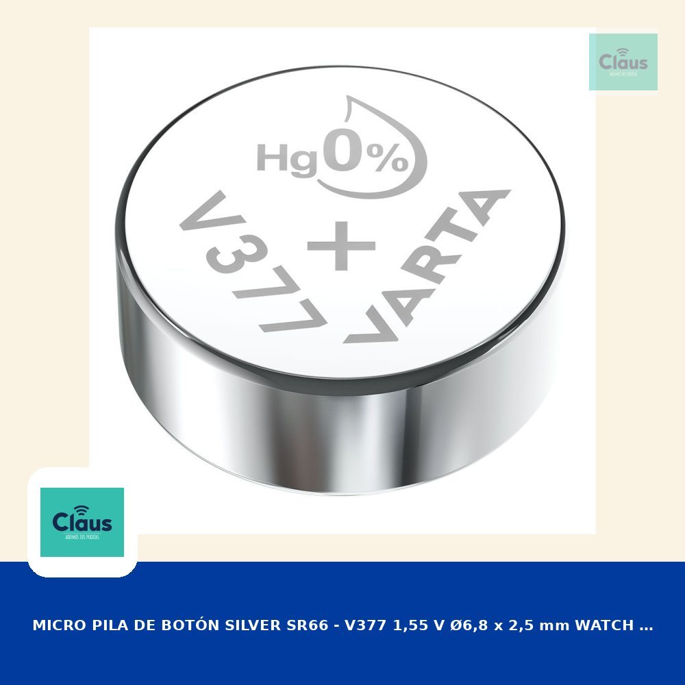 MICRO PILA DE BOTÓN SILVER SR66 - V377 1,55 V Ø6,8 x 2,5 mm WATCH BLISTER