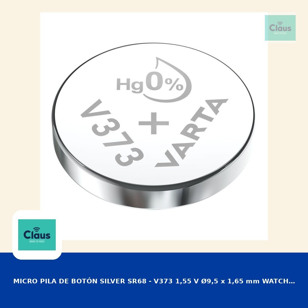 MICRO PILA DE BOTÓN SILVER SR68 - V373 1,55 V Ø9,5 x 1,65 mm WATCH BLISTER